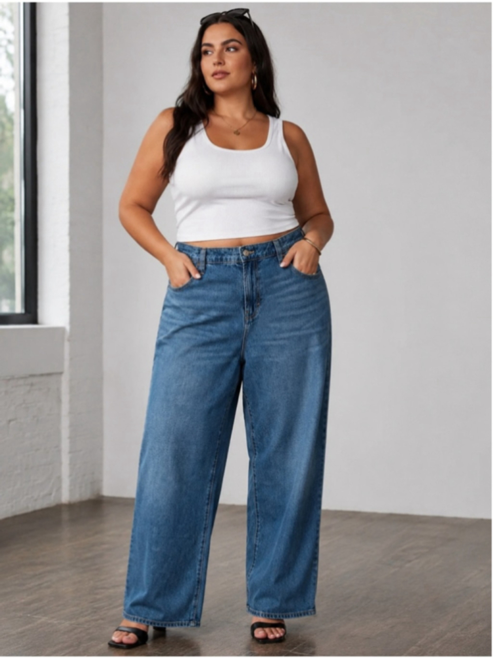 Lucky Brand baggy Jeans loose wide leg comfy trendy curvy sz 16 sz 33 NWT